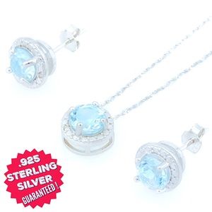2.30ctw Genuine Sky Blue Topaz, Solid S925 & 14k White Gold